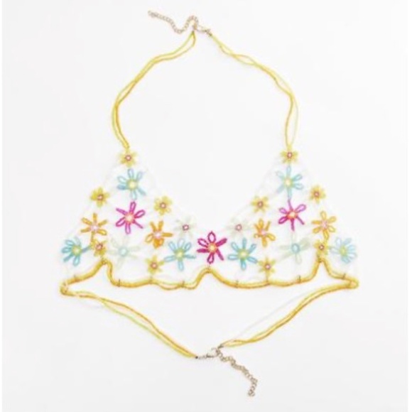 FLORAL BEADED BRA TOP - Picture 1 of 4